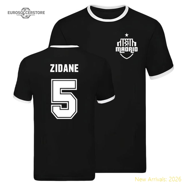 Real Madrid Ringer T-shirt (Zinedine Zidane 5)-BuySoccerJersey Hub