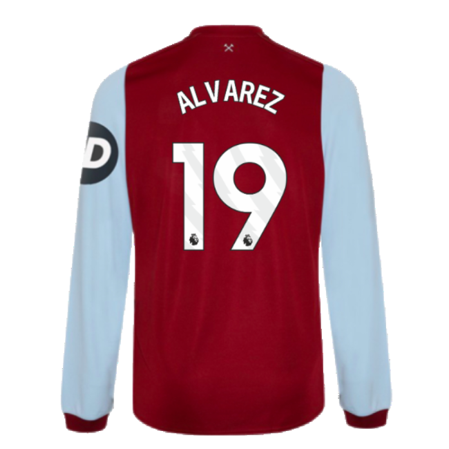 2023-2024 West Ham Long Sleeve Home Shirt (ALVAREZ 19)-Vantage Point Soccer