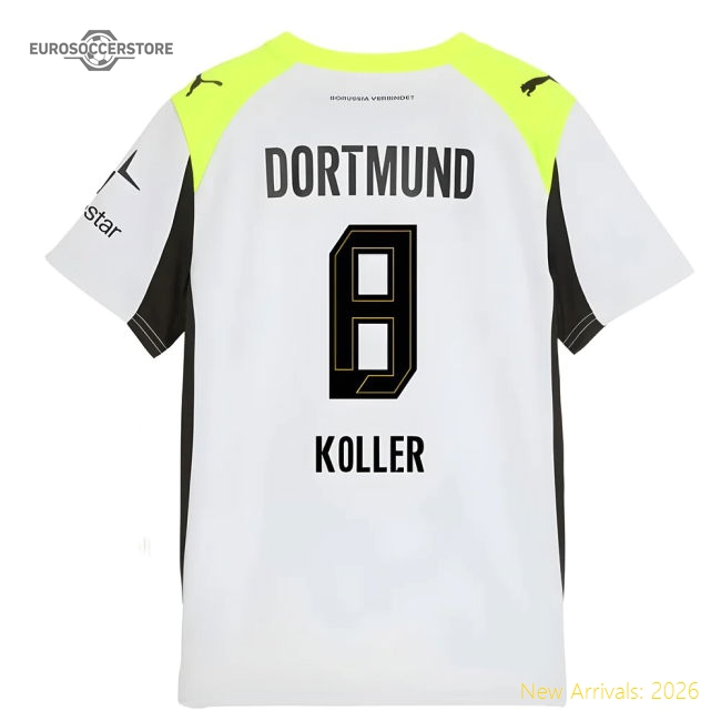 2025-2026 Borussia Dortmund Away Shirt (Kids) (Koller 8)-Football Jersey Hub