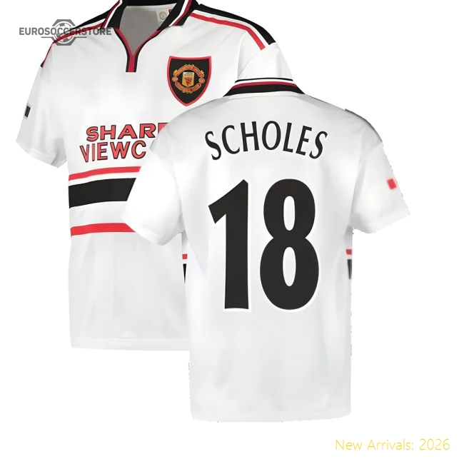 1999 Manchester United Away Football Shirt (SCHOLES 18)-Football Jersey Hub