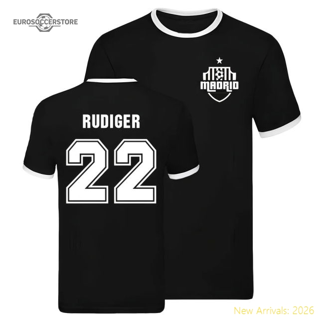 Real Madrid Ringer T-shirt (Antonio Rudiger 22)-BuySoccerJersey Hub