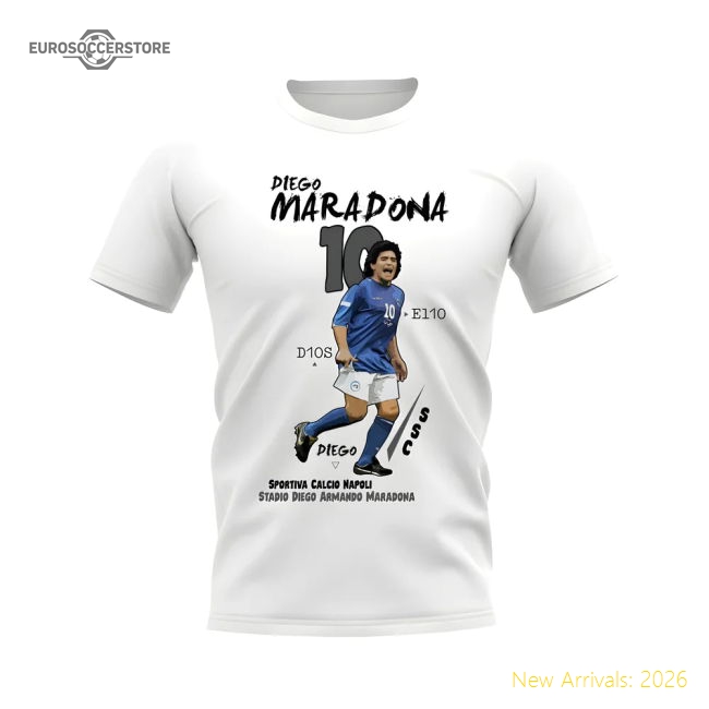 Diego Maradona Napoli Graphic T-Shirt (White)-Vantage Point Soccer