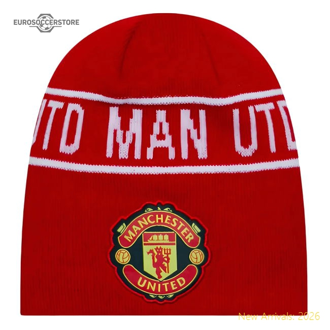 Man Utd Cuff Knit Hat Skull Beanie (Red)-Football Jersey Hub