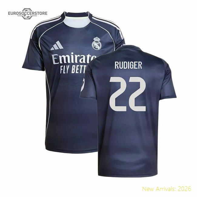 2025-2026 Real Madrid Away Shirt (Rudiger 22)-Football Shirts Shop