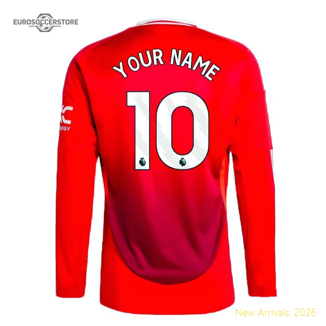 2024-2025 Man Utd Long Sleeve Home Shirt (Your Name)-Football Jersey Hub