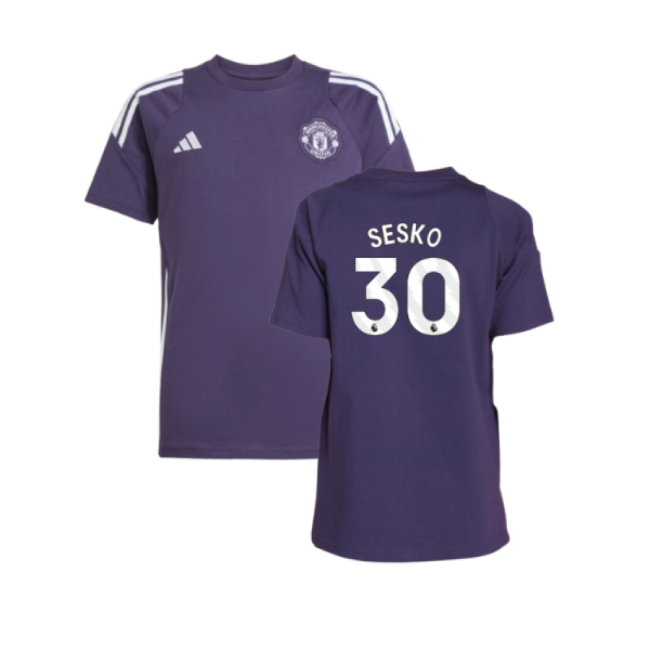 2025-2026 Man Utd Training Tee (Aurora Plum) - Kids (Sesko 30)-Football Jersey Hub