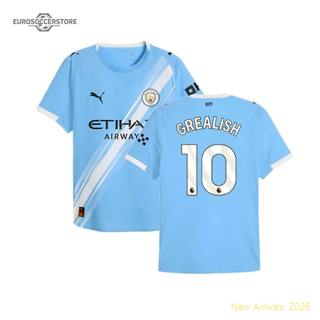 2025-2026 Man City Authentic Home Shirt (Grealish 10)-Football Shirts Shop