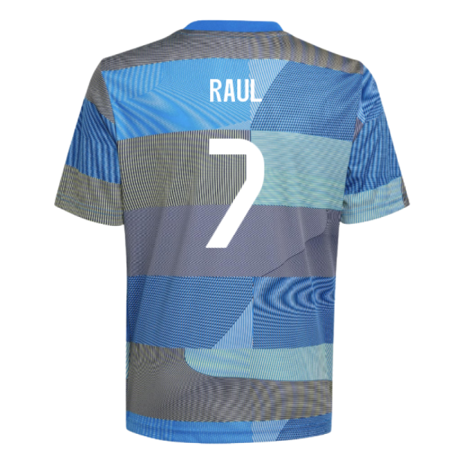 2025-2026 Real Madrid Pre-Match Shirt (Blue) - Kids (Raul 7)-Football Shirts Shop