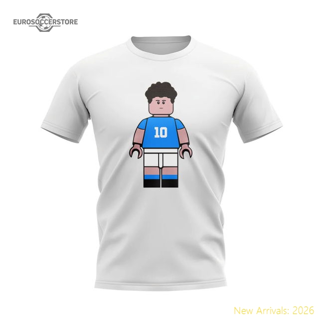 Diego Maradona Napoli Brick Footballer T-Shirt (White)-Vantage Point Soccer