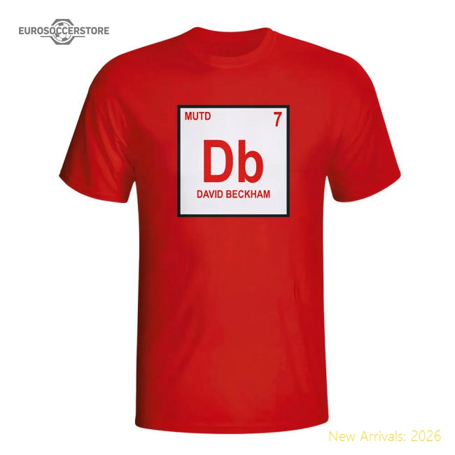 David Beckham Man Utd Periodic Table T-shirt (red) - Kids-Football Jersey Hub