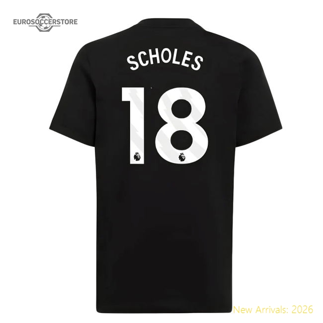 2025-2026 Man Utd EU Training Tee (Black) (Scholes 18)-Football Jersey Hub