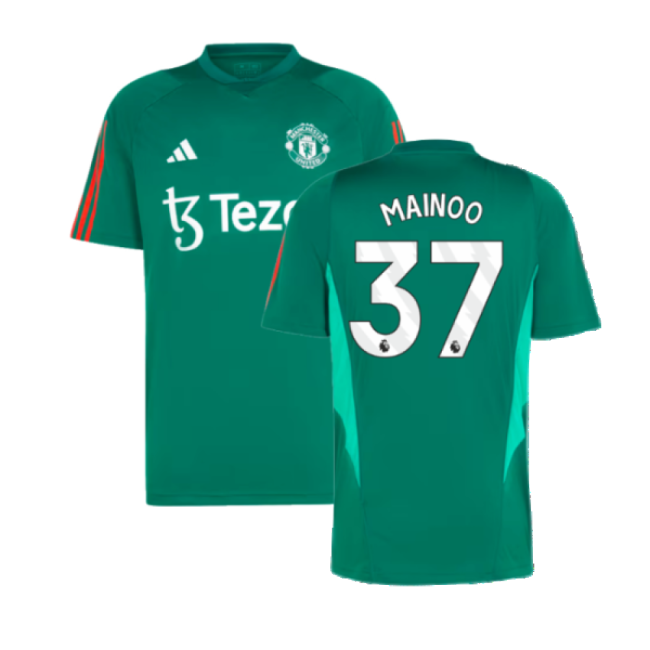 2023-2024 Man Utd Training Shirt (Green) (Mainoo 37)-Football Jersey Hub