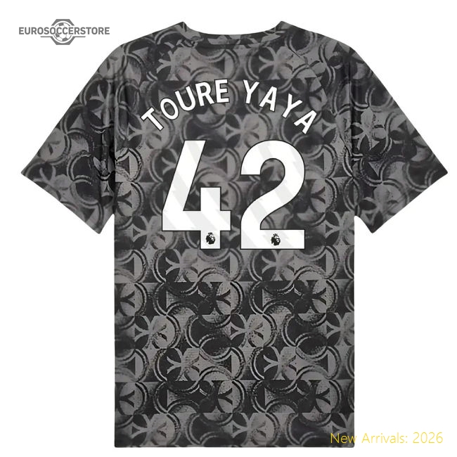 2025-2026 Man City Warm Up Jersey (Black) (Toure Yaya 42)-Football Shirts Shop