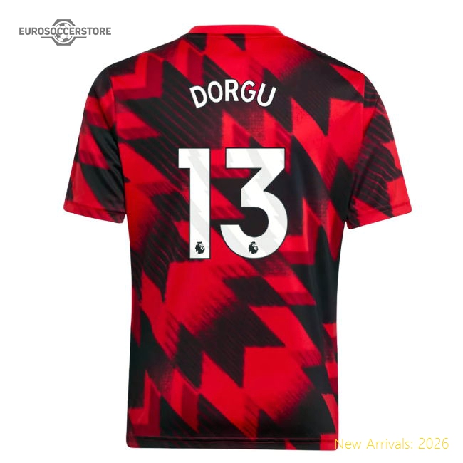 2025-2026 Man Utd Pre-Match Shirt (Red) - Kids (Dorgu 13)-Football Jersey Hub