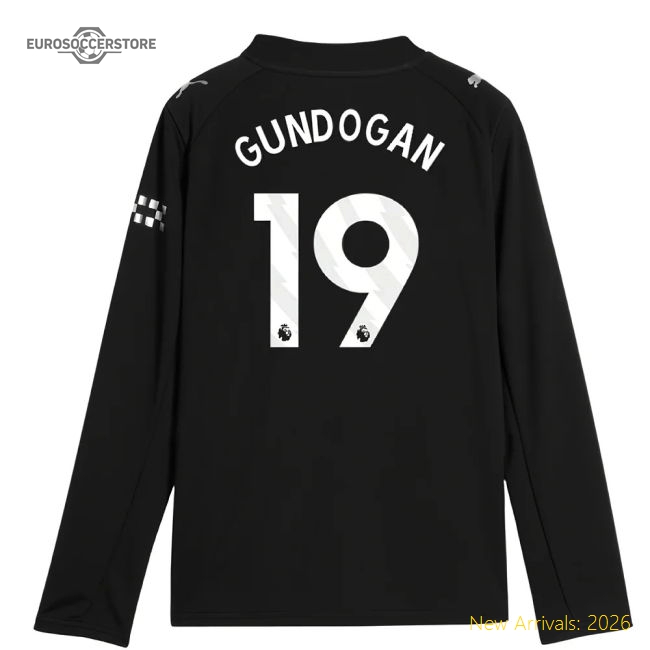 2025-2026 Man City Long Sleeve Away Shirt (Kids) (Gundogan 19)-Football Jersey Hub
