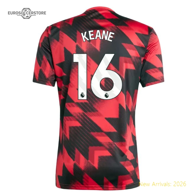 2025-2026 Man Utd Pre-Match Shirt (Red) (Keane 16)-Football Jersey Hub