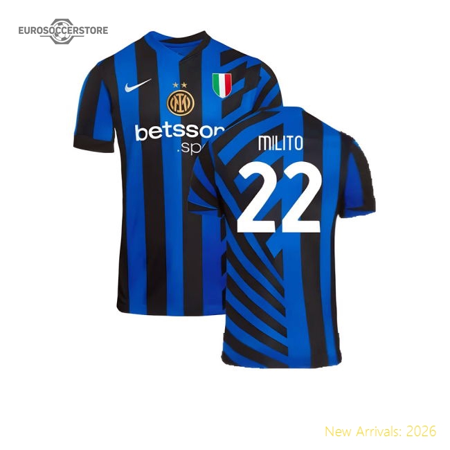 2024-2025 Inter Milan Home Shirt (Milito 22)-Football Shirts Shop