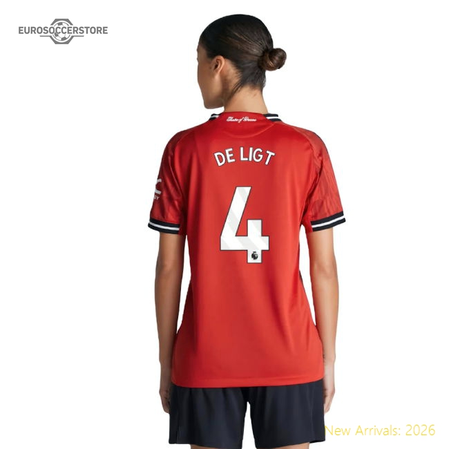 2025-2026 Man Utd Authentic Home Shirt (Womens) (De Ligt 4)-Football Jersey Hub