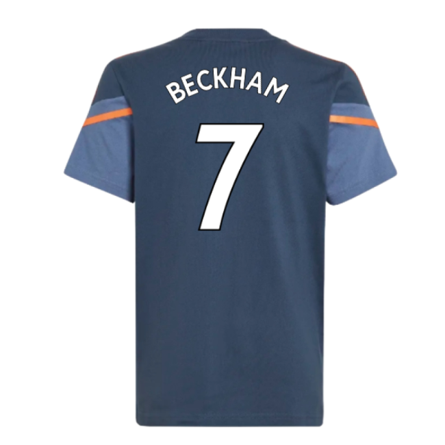 2022-2023 Man Utd Training Tee (Crew Navy) - Kids (BECKHAM 7)-Football Jersey Hub