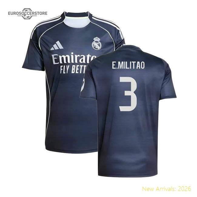 2025-2026 Real Madrid Away Shirt (E.Militao 3)-Football Shirts Shop