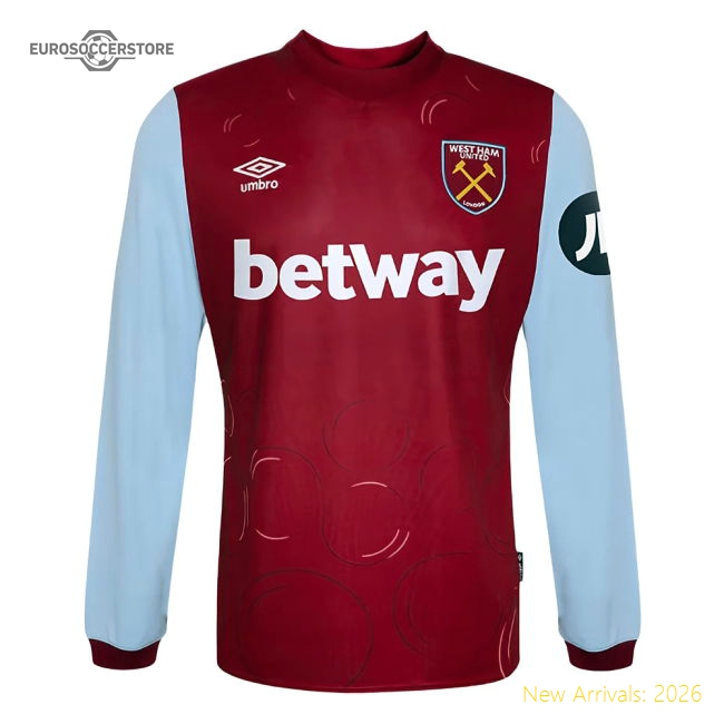 2023-2024 West Ham Long Sleeve Home Shirt (ALVAREZ 19)-Vantage Point Soccer