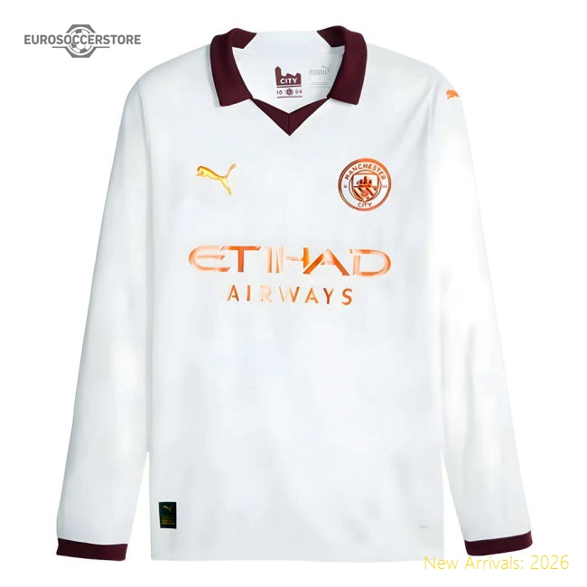 2023-2024 Man City Long Sleeve Away Shirt (BERNARDO 20)-Football Jersey Hub
