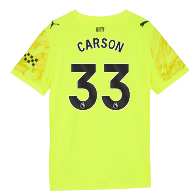 2025-2026 Man City Goalkeeper Third Shirt (Yellow) - Kids (Carson 33)-Football Jersey Hub