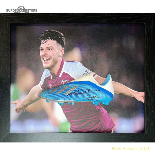 West Ham United FC Rice Signed Boot (Framed)-Vantage Point Soccer