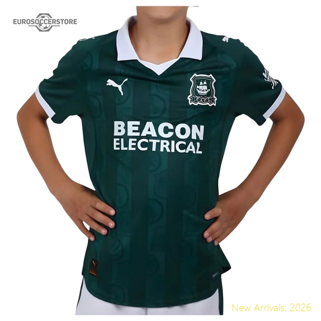 2025-2026 Plymouth Argyle Home Shirt (Kids)-Vantage Point Soccer