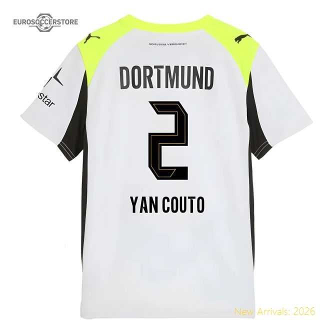 2025-2026 Borussia Dortmund Away Shirt (Kids) (Yan Couto 2)-Football Jersey Hub