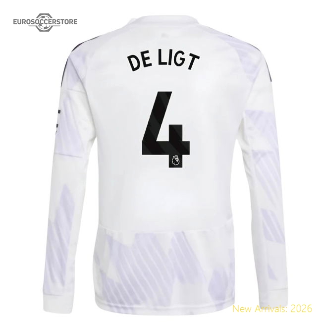 2025-2026 Man Utd Long Sleeve Away Shirt (Kids) (De Ligt 4)-Football Jersey Hub