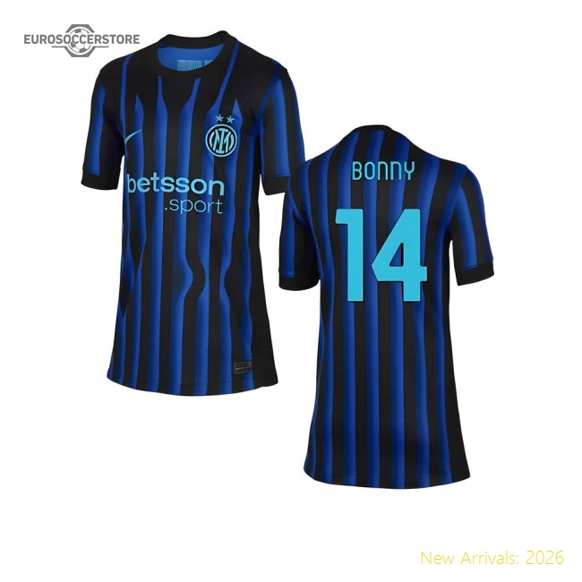 2025-2026 Inter Milan Home Shirt (Kids) (Bonny 14)-Football Shirts Shop