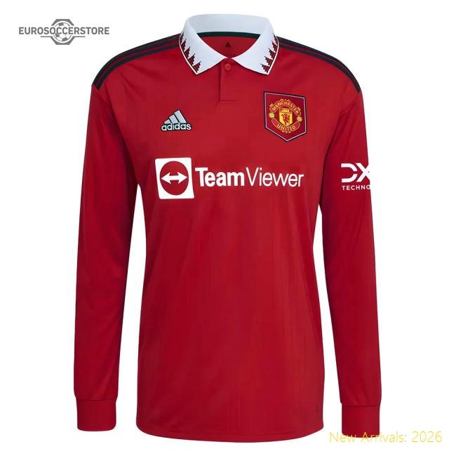 2022-2023 Man Utd Long Sleeve Home Shirt-Football Jersey Hub