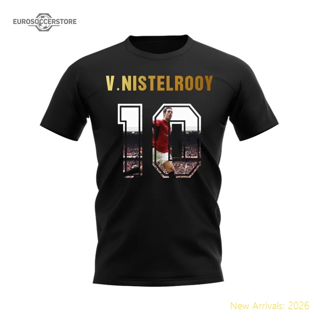 Ruud Van Nistelrooy Name And Number Manchester United T-Shirt (Black)-Football Jersey Hub