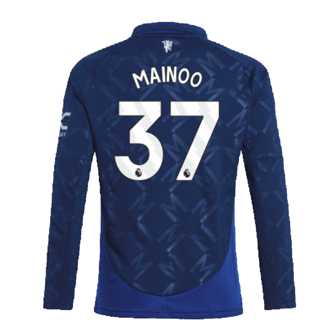2024-2025 Man Utd Long Sleeve Away Shirt (Kids) (Mainoo 37)-Football Jersey Hub