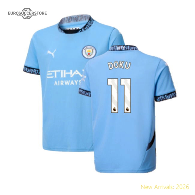 2024-2025 Man City Home Shirt (Kids) (Doku 11)-Football Shirts Shop