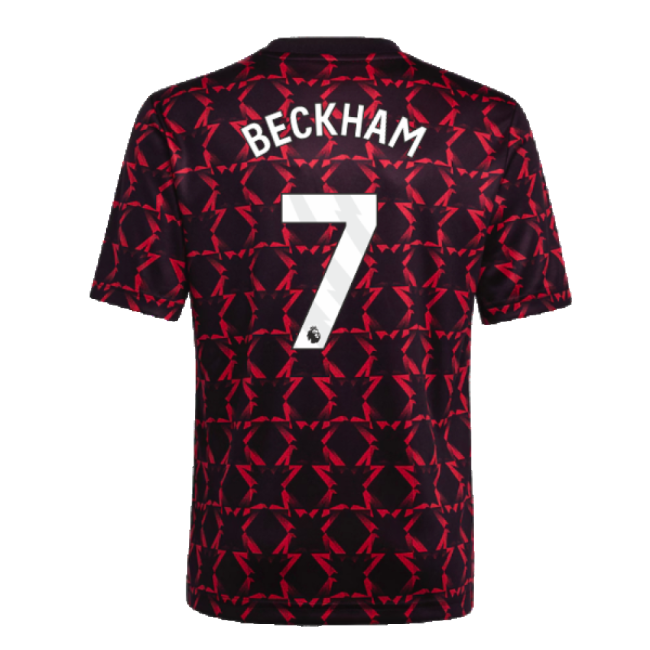 2024-2025 Man Utd Pre-Match Shirt (Black) - Kids (Beckham 7)-Football Jersey Hub