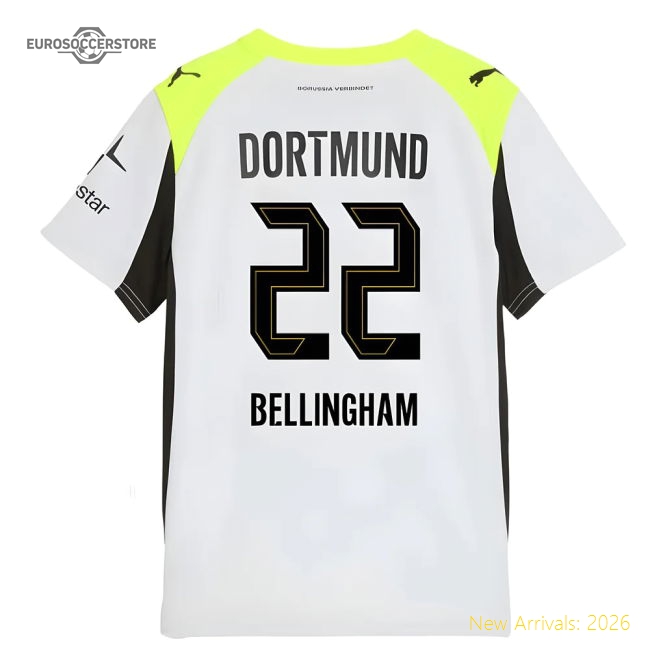 2025-2026 Borussia Dortmund Away Shirt (Kids) (Bellingham 22)-Football Jersey Hub