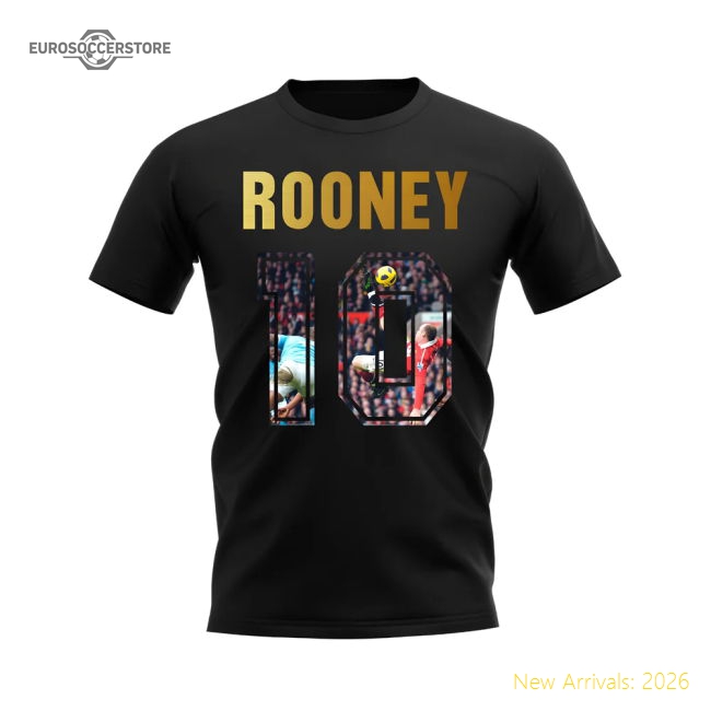 Wayne Rooney Name And Number Manchester United T-Shirt (Black)-Football Jersey Hub