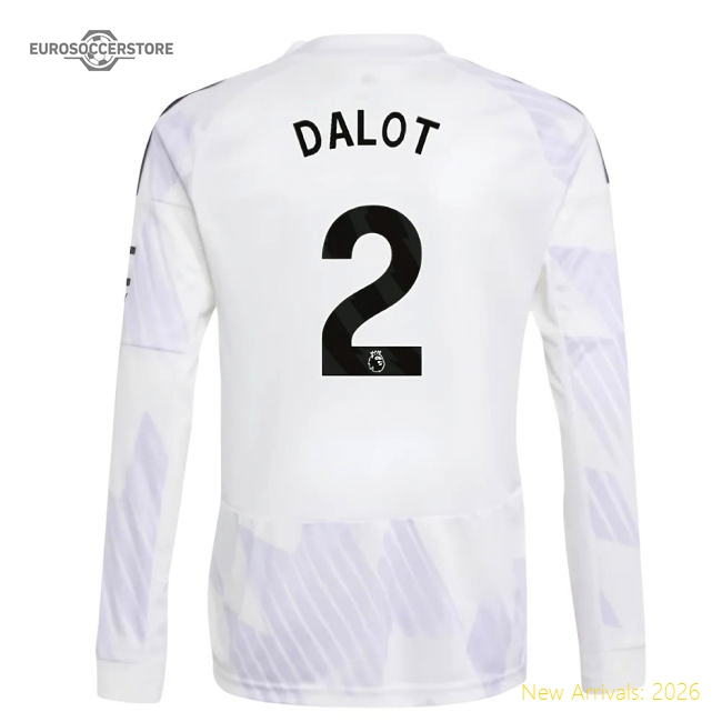 2025-2026 Man Utd Long Sleeve Away Shirt (Kids) (Dalot 2)-Football Jersey Hub