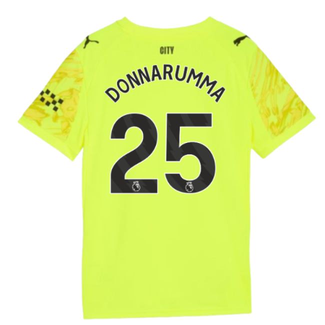 2025-2026 Man City Goalkeeper Third Shirt (Yellow) - Kids (Donnarumma 25)-Football Jersey Hub