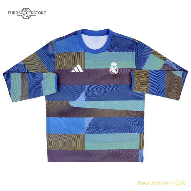 2025-2026 Real Madrid Pre Match Warm Top (Blue)-BuySoccerJersey Hub