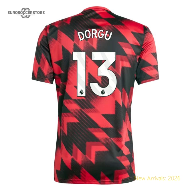 2025-2026 Man Utd Pre-Match Shirt (Red) (Dorgu 13)-Football Jersey Hub