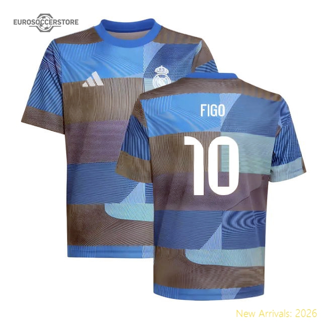 2025-2026 Real Madrid Pre-Match Shirt (Blue) - Kids (Figo 10)-Football Shirts Shop