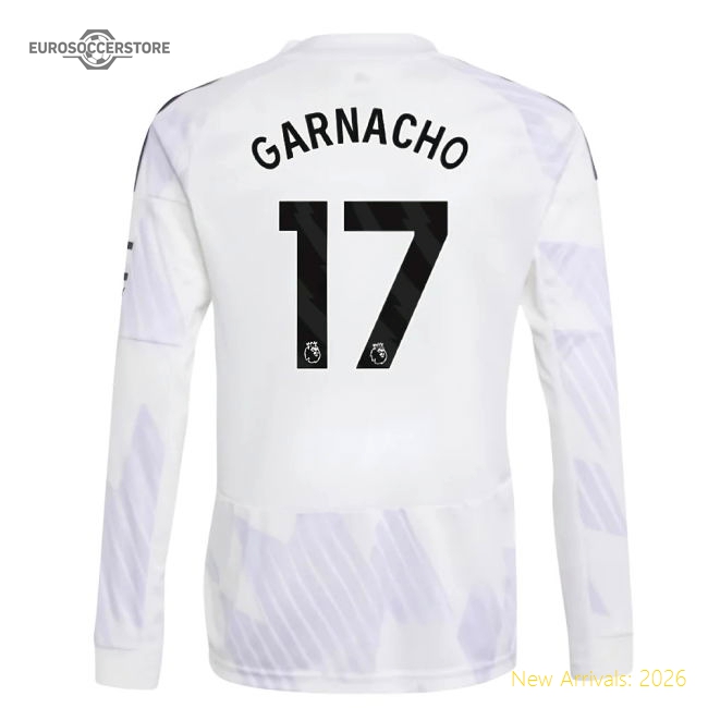2025-2026 Man Utd Long Sleeve Away Shirt (Kids) (Garnacho 17)-Football Jersey Hub