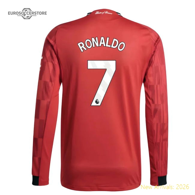 2025-2026 Man Utd Authentic Long Sleeve Home Shirt (Ronaldo 7)-Football Jersey Hub