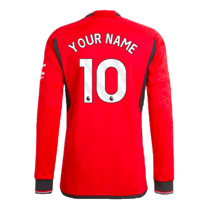 2023-2024 Man Utd Long Sleeve Home Shirt (Your Name)-Football Jersey Hub