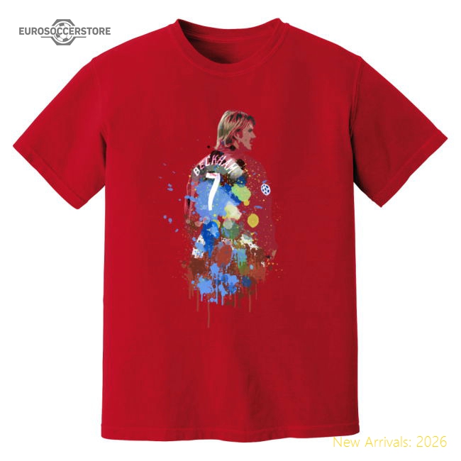 David Beckham Man United Art T-Shirt (Red)-Football Jersey Hub