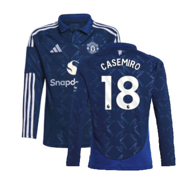 2024-2025 Man Utd Long Sleeve Away Shirt (Kids) (Casemiro 18)-Football Jersey Hub