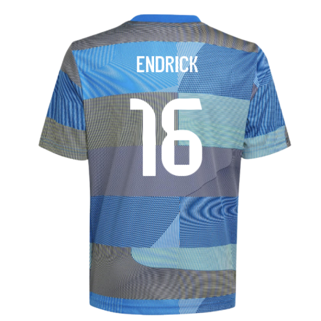 2025-2026 Real Madrid Pre-Match Shirt (Blue) - Kids (Endrick 16)-Football Shirts Shop